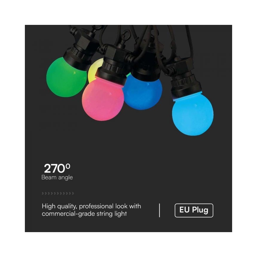 LED RGB Łańuch zewnetrzy STRING 13 m 15xLED/0,5W/230V IP44 + pilot zdalnego sterowania