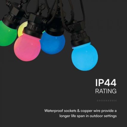 LED RGB Łańuch zewnetrzy STRING 13 m 15xLED/0,5W/230V IP44 + pilot zdalnego sterowania