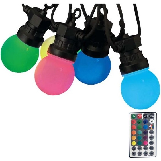 LED RGB Łańuch zewnetrzy STRING 13 m 15xLED/0,5W/230V IP44 + pilot zdalnego sterowania