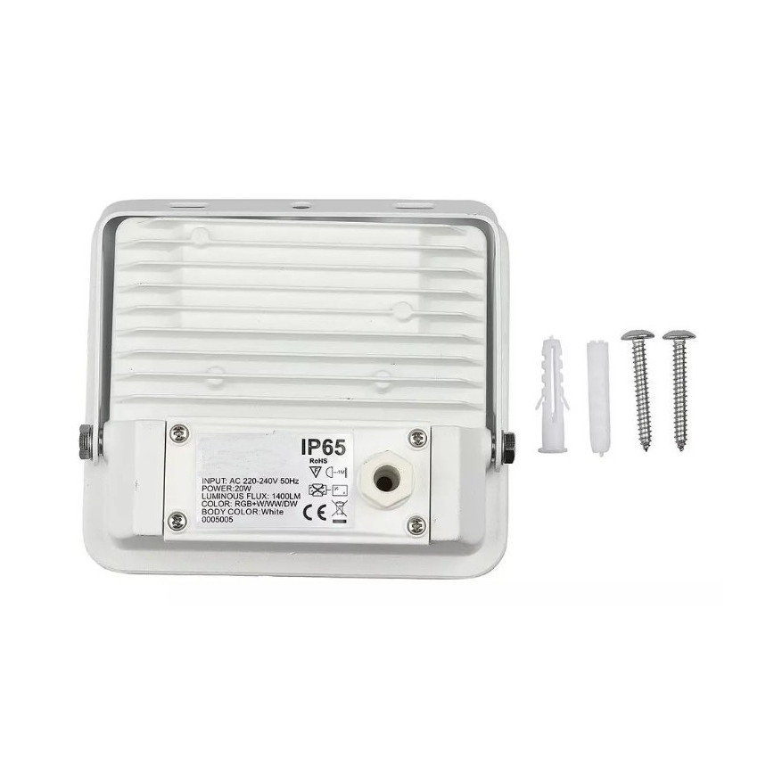 LED RGB Reflektor LED/20W/230V IP65 biały