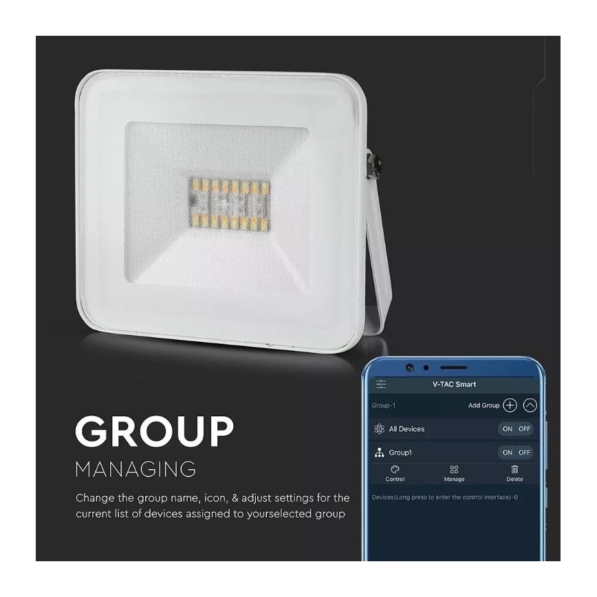 LED RGB Reflektor LED/20W/230V IP65 biały