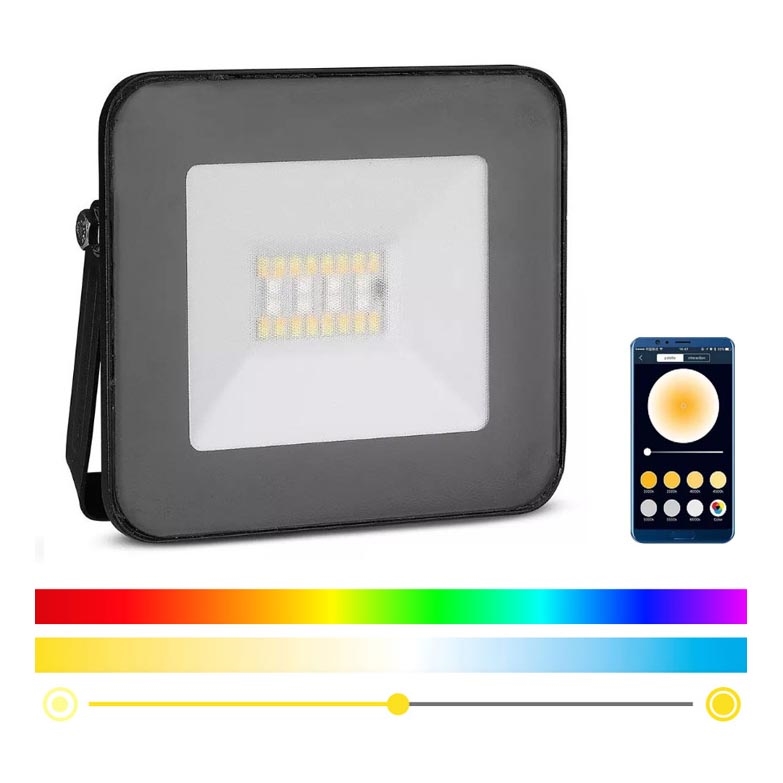 LED RGB Reflektor LED/20W/230V IP65 czarny