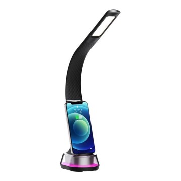 LED RGB Regulowana lampa stołowa z ładowaniem bezprzewodowym CORELLA LED/7W/12/230V czarna