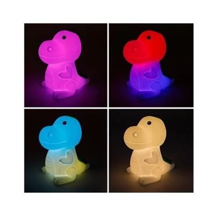 LED RGBW Ściemnialna akumulatorowa lampka nocna dla dzieci LED/2,5W/5V 3000K 1200 mAh dinozaur
