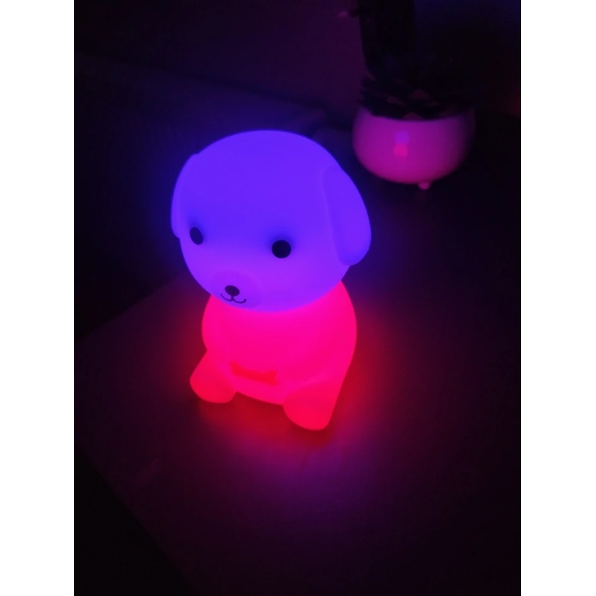 LED RGBW Ściemnialna akumulatorowa lampka nocna dla dzieci LED/2,5W/5V 3000K 1200 mAh pies