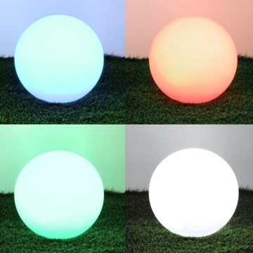 LED RGB Ściemnialna lampa solarna GARDEN BALL LED/5W/3,7V 3000K IP54 śr. 40 cm + pilot zdalnego sterowania