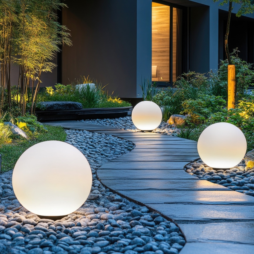 LED RGB Ściemnialna lampa solarna GARDEN BALL LED/5W/3,7V 3000K IP54 śr. 40 cm + pilot zdalnego sterowania