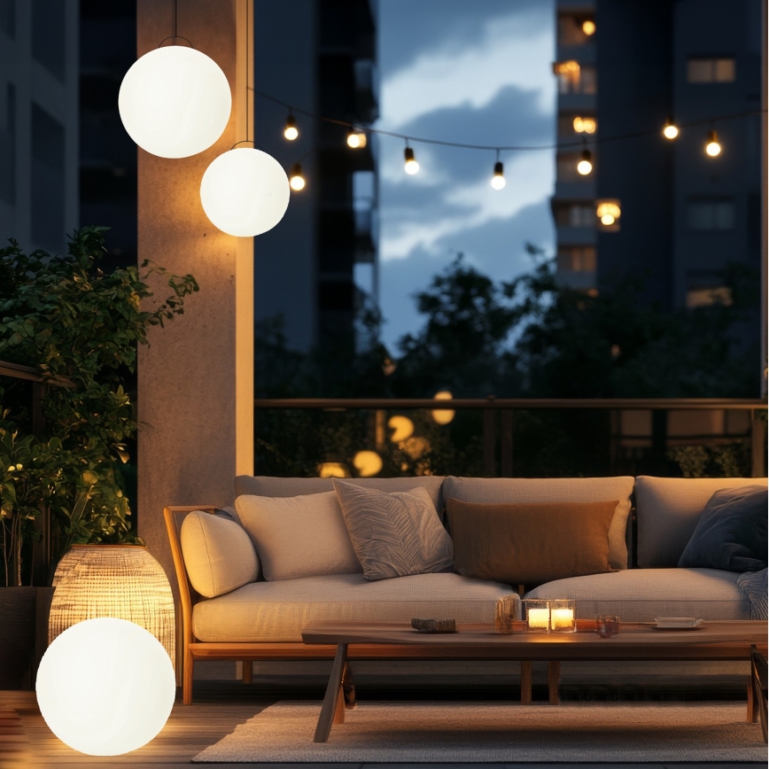 LED RGB Ściemnialna lampa solarna GARDEN BALL LED/5W/3,7V 3000K IP54 śr. 40 cm + pilot zdalnego sterowania