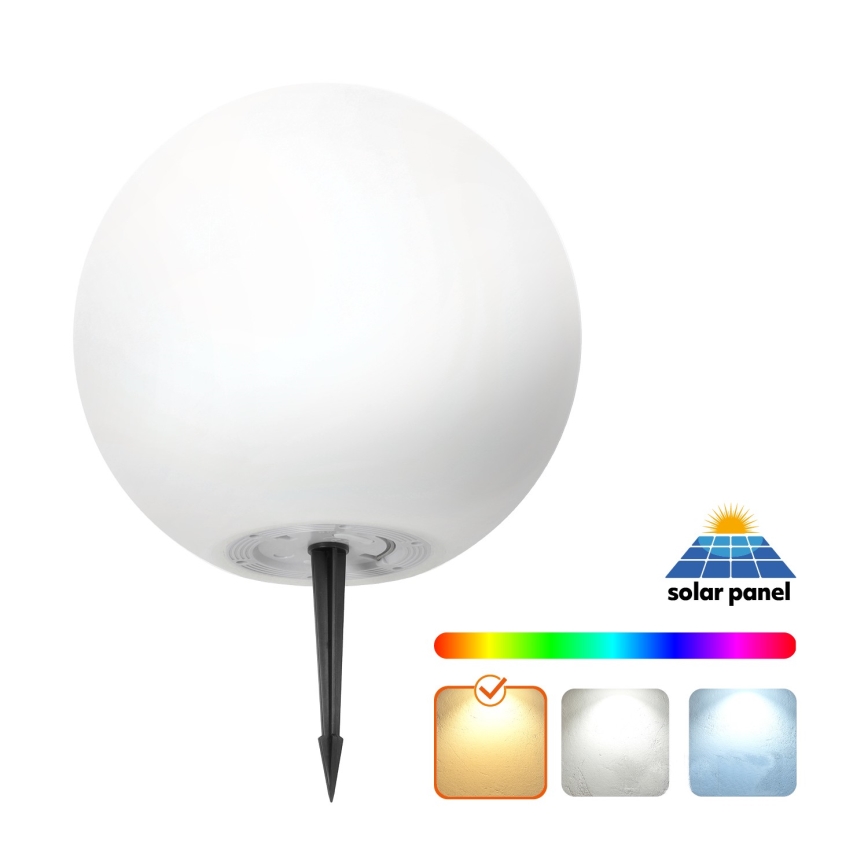 LED RGB Ściemnialna lampa solarna GARDEN BALL LED/5W/3,7V 3000K IP54 śr. 40 cm + pilot zdalnego sterowania