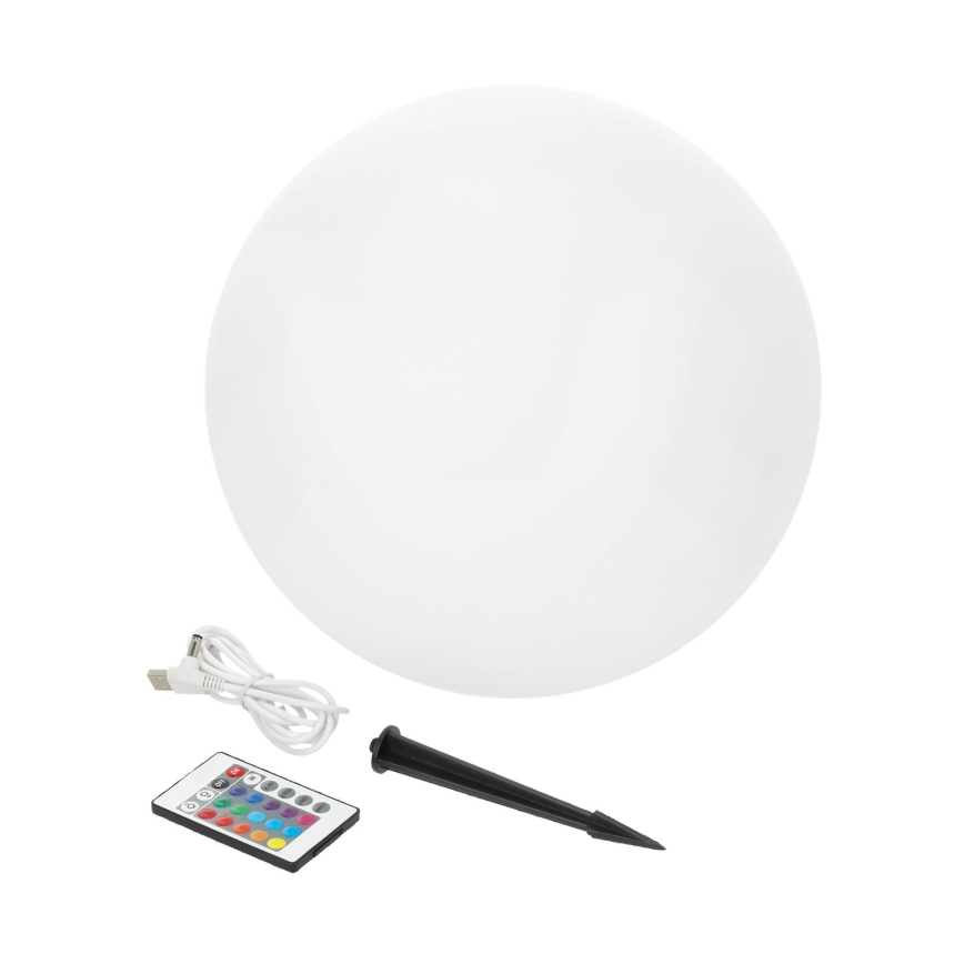 LED RGB Ściemnialna lampa solarna GARDEN BALL LED/5W/3,7V 3000K IP54 śr. 40 cm + pilot zdalnego sterowania