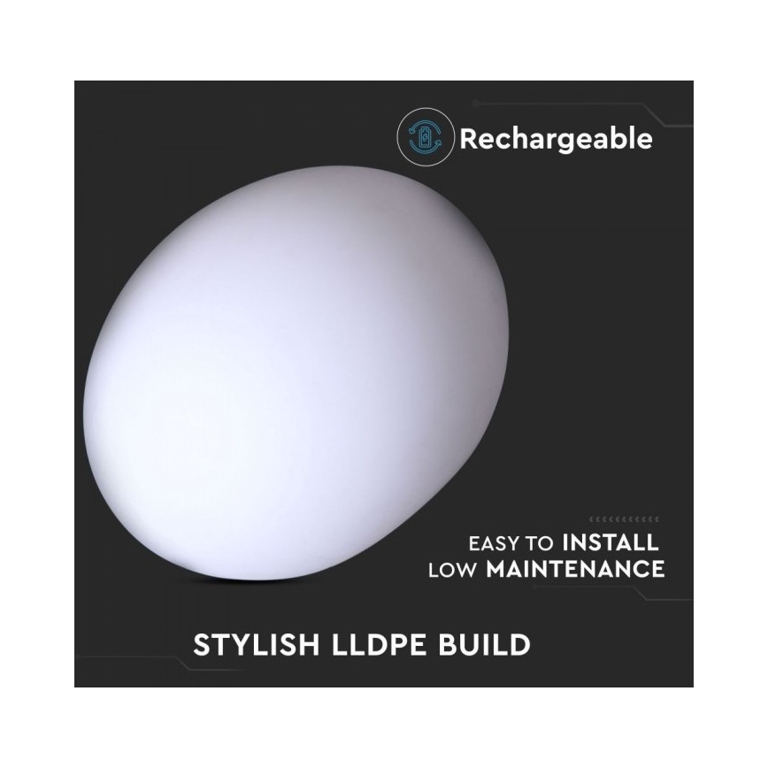 LED RGB Ściemnialna lampa zewnętrzna LED/1W/5V 1000 mAh 20cm IP67 + zdalne sterowanie