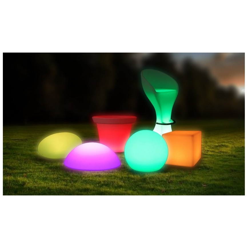 LED RGB Ściemnialna lampa zewnętrzna LED/1W/5V 1000 mAh 20cm IP67 + zdalne sterowanie