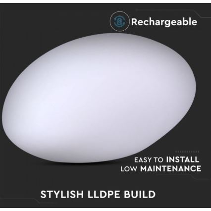 LED RGB Ściemnialna lampa zewnętrzna LED/1W/5V 28cm IP67 1000 mAh + zdalne sterowanie