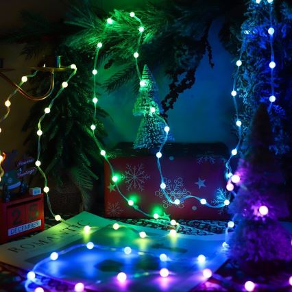 LED RGB Ściemnialna świąteczna kurtyna świetlna WIZARD 400xLED/USB 2x2m + pilot zdalnego sterowania