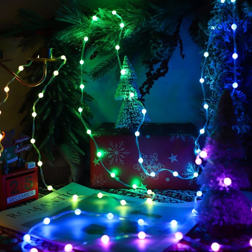LED RGB Ściemnialna świąteczna kurtyna świetlna WIZARD 400xLED/USB 2x2m + pilot zdalnego sterowania