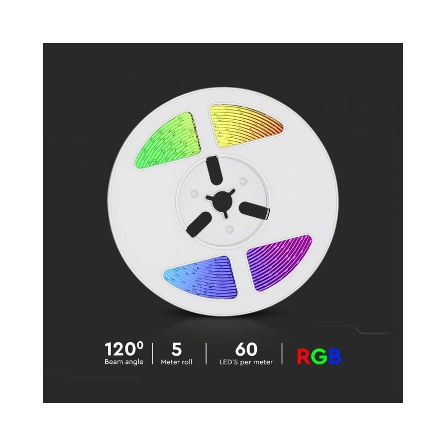 LED RGB Ściemnialna taśma solarna LED/1,2W/3,7V IP67 5m + pilot zdalnego sterowania