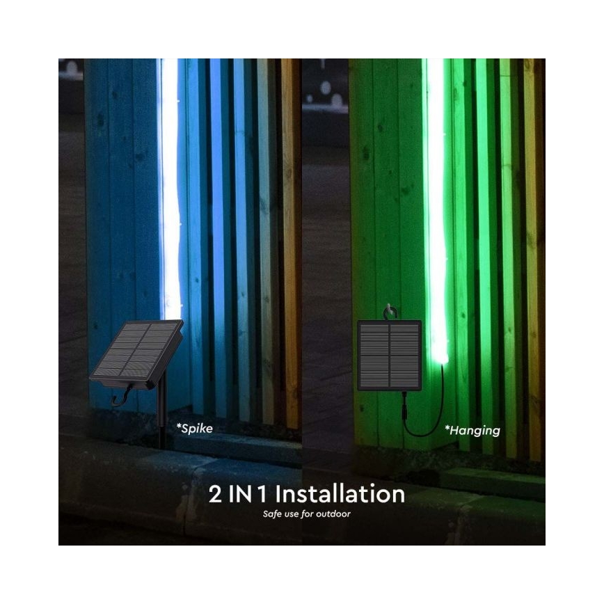 LED RGB Ściemnialna taśma solarna LED/1,2W/3,7V IP67 5m + pilot zdalnego sterowania