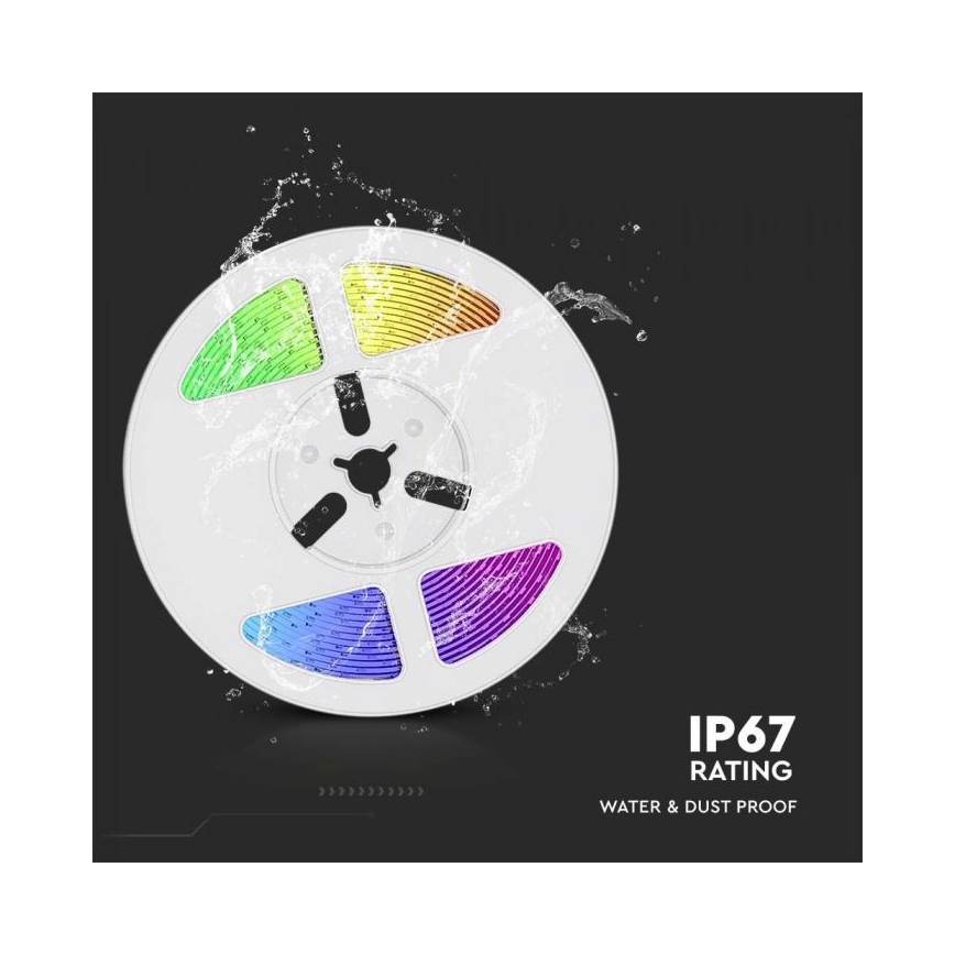 LED RGB Ściemnialna taśma solarna LED/1,2W/3,7V IP67 5m + pilot zdalnego sterowania