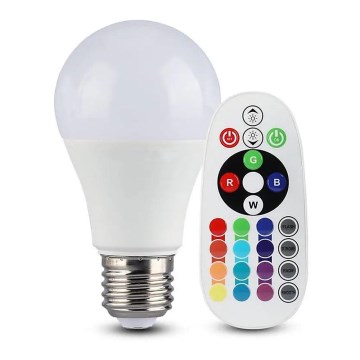 LED RGB Ściemnialna żarówka A60 E27/8,5W/230V 3000K + pilot