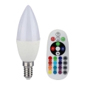 LED RGB ściemnialna żarówka E14/3,5W/230V 6400K + zdalne sterowanie