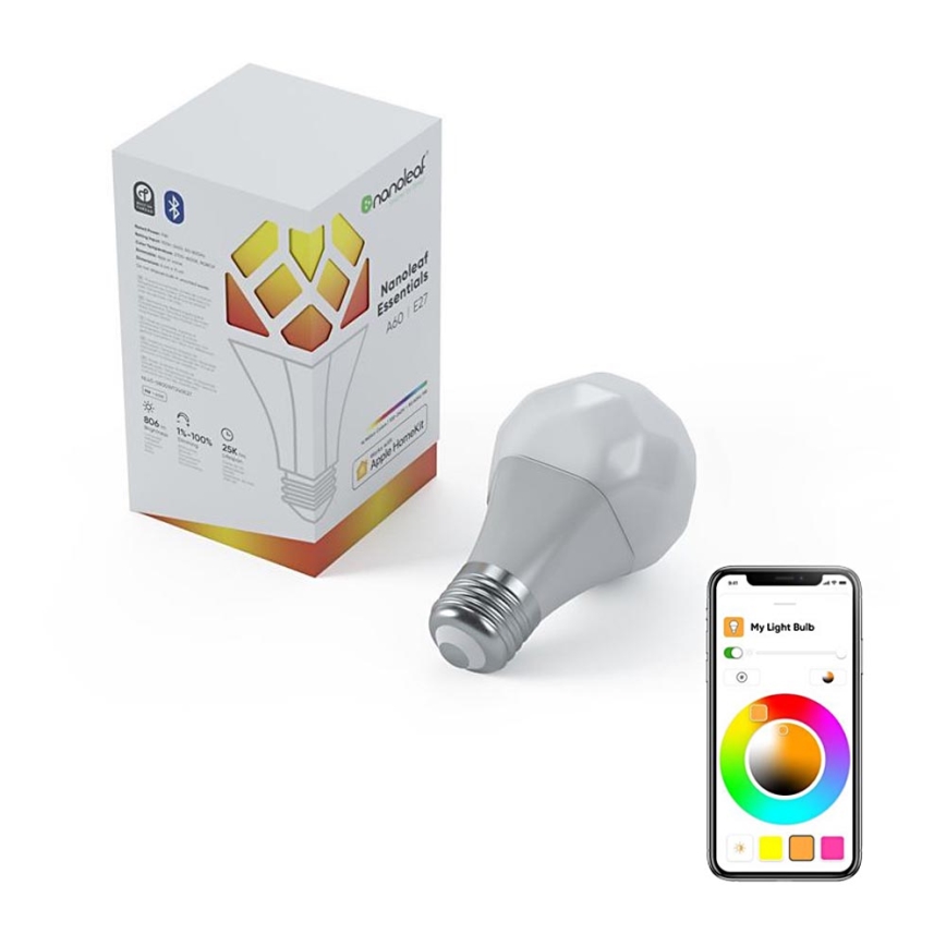 LED RGB Ściemnialna żarówka ESSENTIALS A19 E27/8W/230V 2700-6500K - Nanoleaf