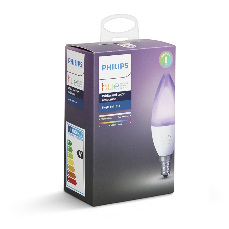 LED RGB Żarówka ściemnialna Philips HUE WHITE AND COLOR AMBIANCE E14/6W/230V
