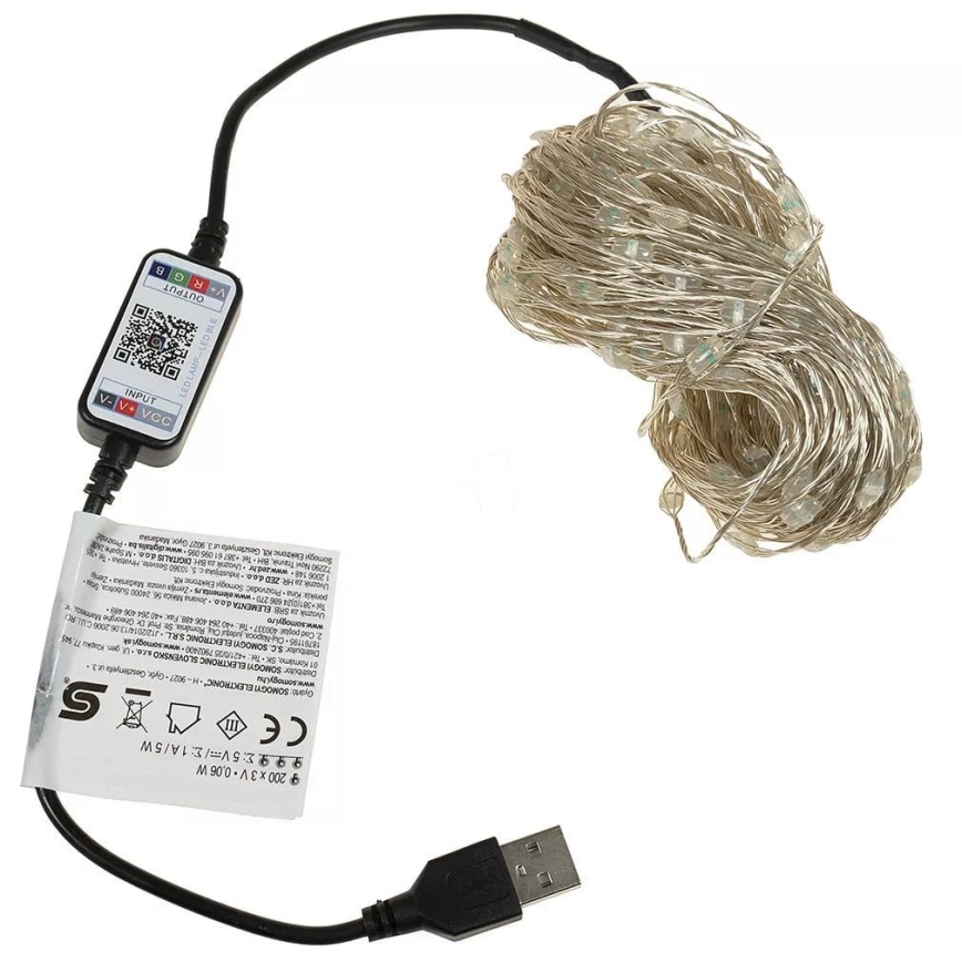 LED RGB  ściemnialny łańcuch 200xLED/29 funkcji 20,4m