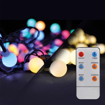 LED RGB Ściemnialny łańcuch świąteczny zewnętrzny 15 m 100xLED/230V + zdalne sterowanie IP44