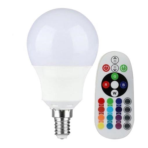 LED RGB Ściemniana żarówka E14/3,5W/230V 4000K + pilot