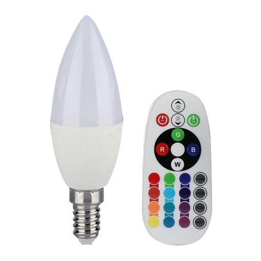 LED RGB Ściemniana żarówka E14/3,5W/230V 6400K + pilot