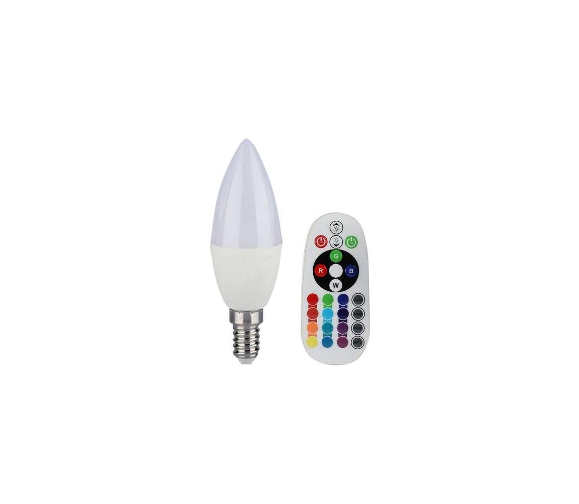 LED RGB Ściemniana żarówka E14/3,5W/230V 6400K + pilot