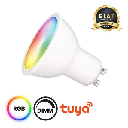 LED RGB Ściemniana żarówka GU10/5W/230V 2700-6500K Wi-Fi Tuya