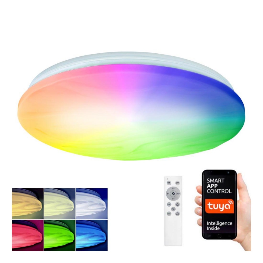 LED RGB Ściemniany plafon WAVE LED/30W/230V Wi-Fi Tuya + pilot