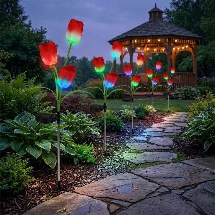 LED RGB solarna lampa dekoracyjna 3xLED/3,7V 200 mAh IP44 tulipan