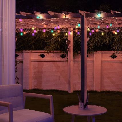 LED RGB ściemnialny solarny łańcuch dekoracyjny 15 diod LED/18 funkcji USB 6 m IP44 czarny + zdalne sterowanie