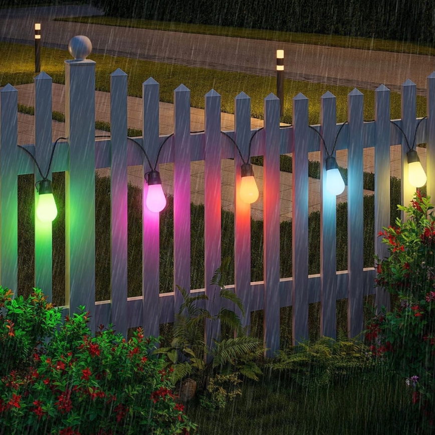 LED RGB ściemnialny solarny łańcuch dekoracyjny 15 diod LED/18 funkcji USB 6 m IP44 czarny + zdalne sterowanie