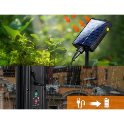 LED RGB ściemnialny solarny łańcuch dekoracyjny 15 diod LED/18 funkcji USB 6 m IP44 czarny + zdalne sterowanie