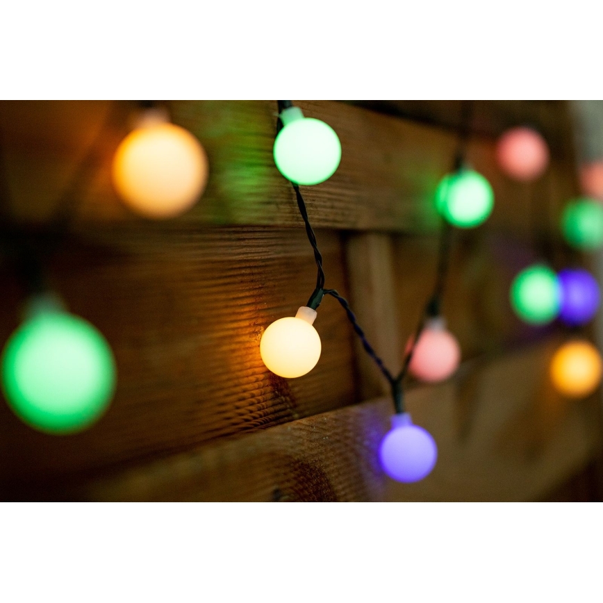 LED RGB Solarny łańcuch PARTY 30xLED/1,2V 400 mAh 3,9 m IP44