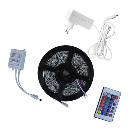 Taśma LED RGB 5m + wzdalne sterowanie + zasilanie elektroniczne 24W/12V