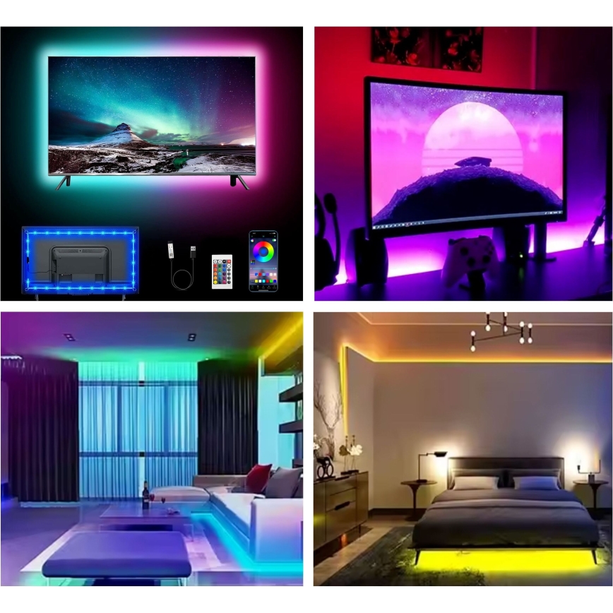 LED RGB Taśma ściemnialna LED/6W/5V USB 2 m + pilot zdalnego sterowania