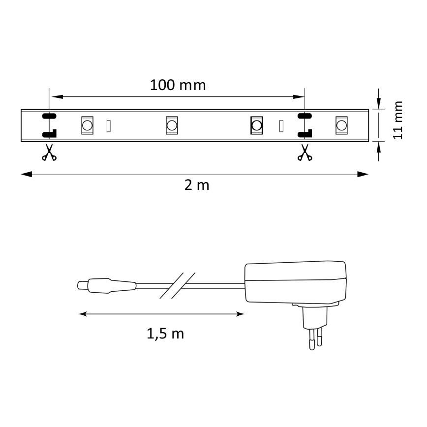 LED RGB Taśma ściemnialna MAGIC 2 m LED/12W/230V + pilot