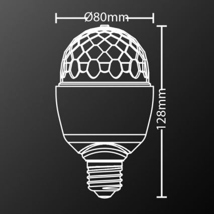 LED RGB Żarówka DISCO A60 E27/3W/230V