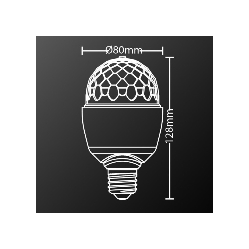 LED RGB Żarówka DISCO A60 E27/3W/230V
