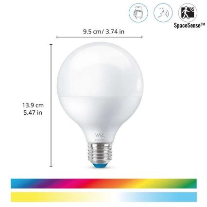 LED RGB Żarówka ściemnialna G95 E27/11W/230V 2200-6500K Wi-Fi - WiZ