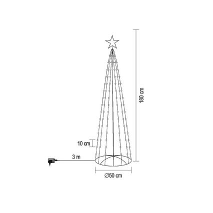 LED RGB Zewnętrzna choinka świąteczna 190xLED/230V 1,8 m IP44 + zdalne sterowanie