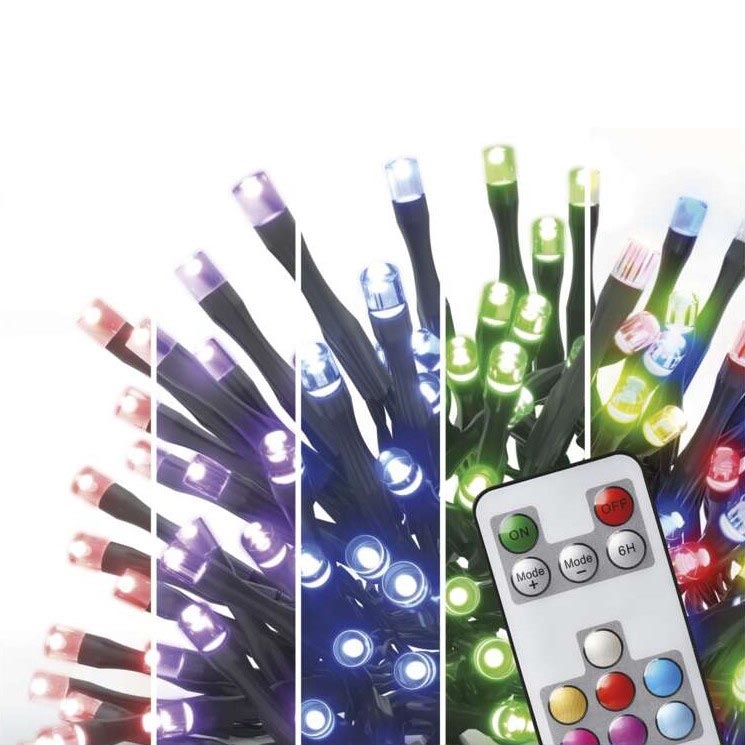 LED RGB Zewnętrzny łańcuch bożonarodzeniowy 120xLED/72 tryby 15m IP44 + zdalne sterowanie