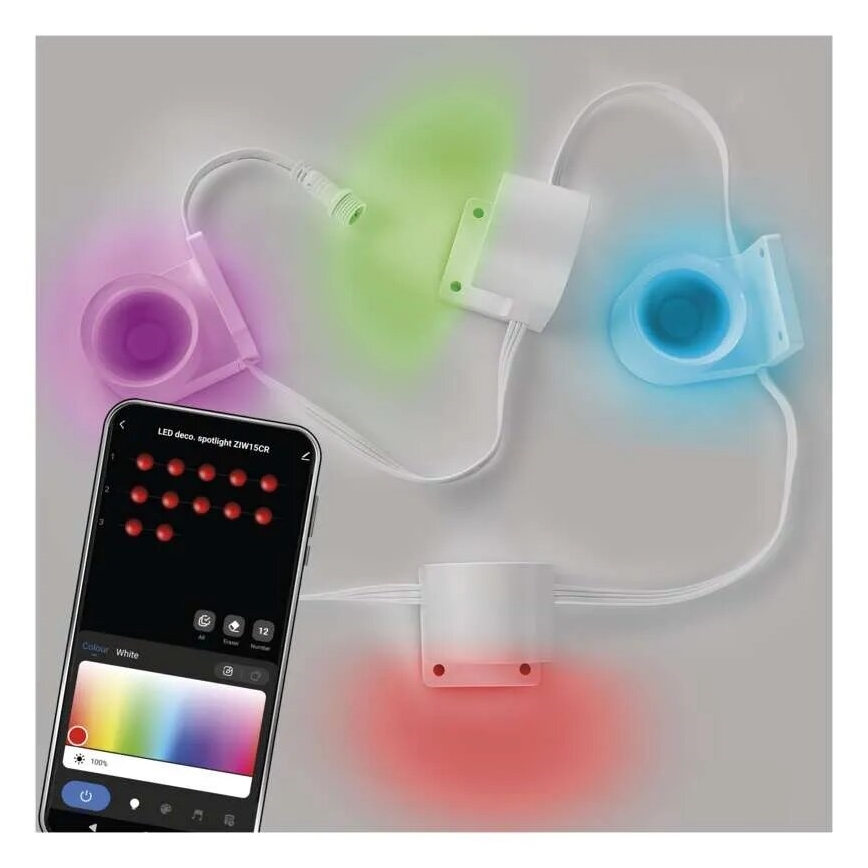 LED RGBIC+CCT Łańcuch dekoracyjny z oświetleniem punktowym GoSmart - rozszerzenie 4xLED/7W/230V 85 cm Wi-Fi Tuya