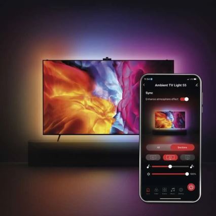 LED RGBIC Ściemnialna listwa do telewizora GoSmart LED/24W/230V 55“