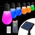 LED RGBIC ściemnialny solarny łańcuch 30xLED/1,3W/3,7/5V 2200 mAh 14,37 m IP65 czarny + pilot zdalnego sterowania