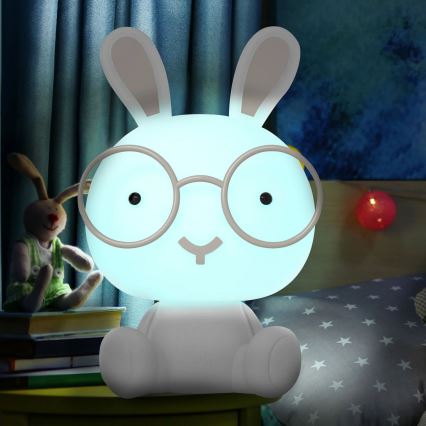 LED RGBW ściemnialna dziecięca lampka nocna LED/2,5W/230V królik biały